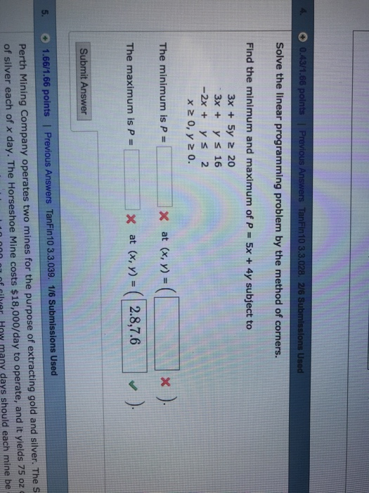 Solved Solve the linear programming problem by the method of | Chegg.com