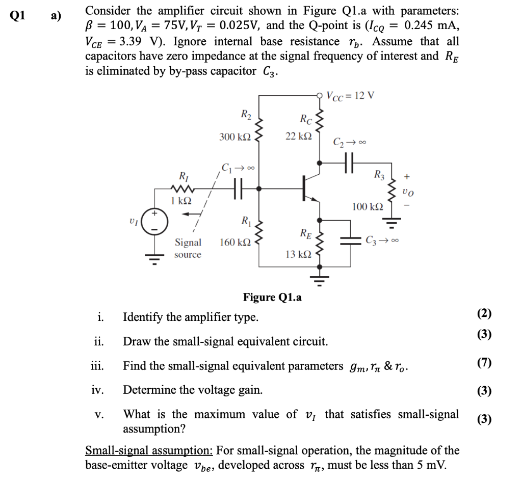 Solved Consider The Amplifier Circuit Shown In Figure Q1.a | Chegg.com