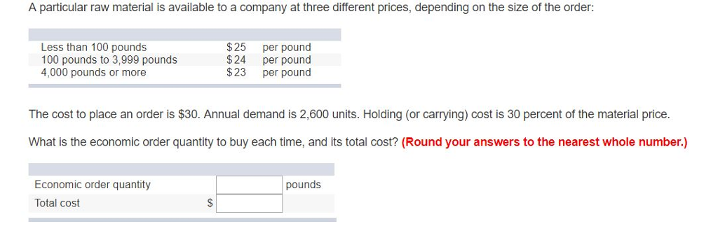 Solved A particular raw material is available to a company | Chegg.com