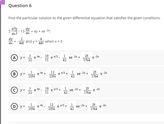 Solved Question 6 Find the particular solution to the given | Chegg.com
