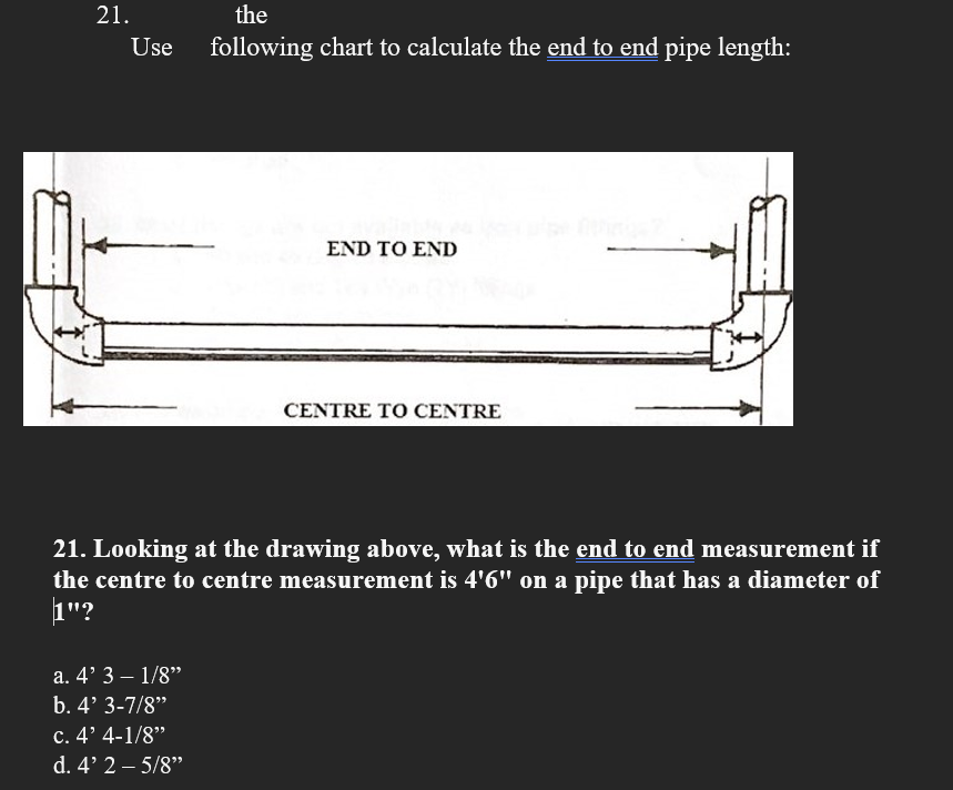 21. the Use following chart to calculate the end to