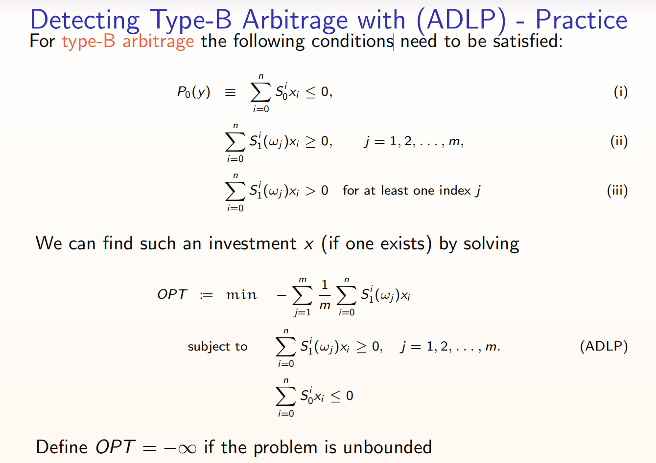 Solved Detecting Type-B Arbitrage With (ADLP) - Practice For | Chegg.com