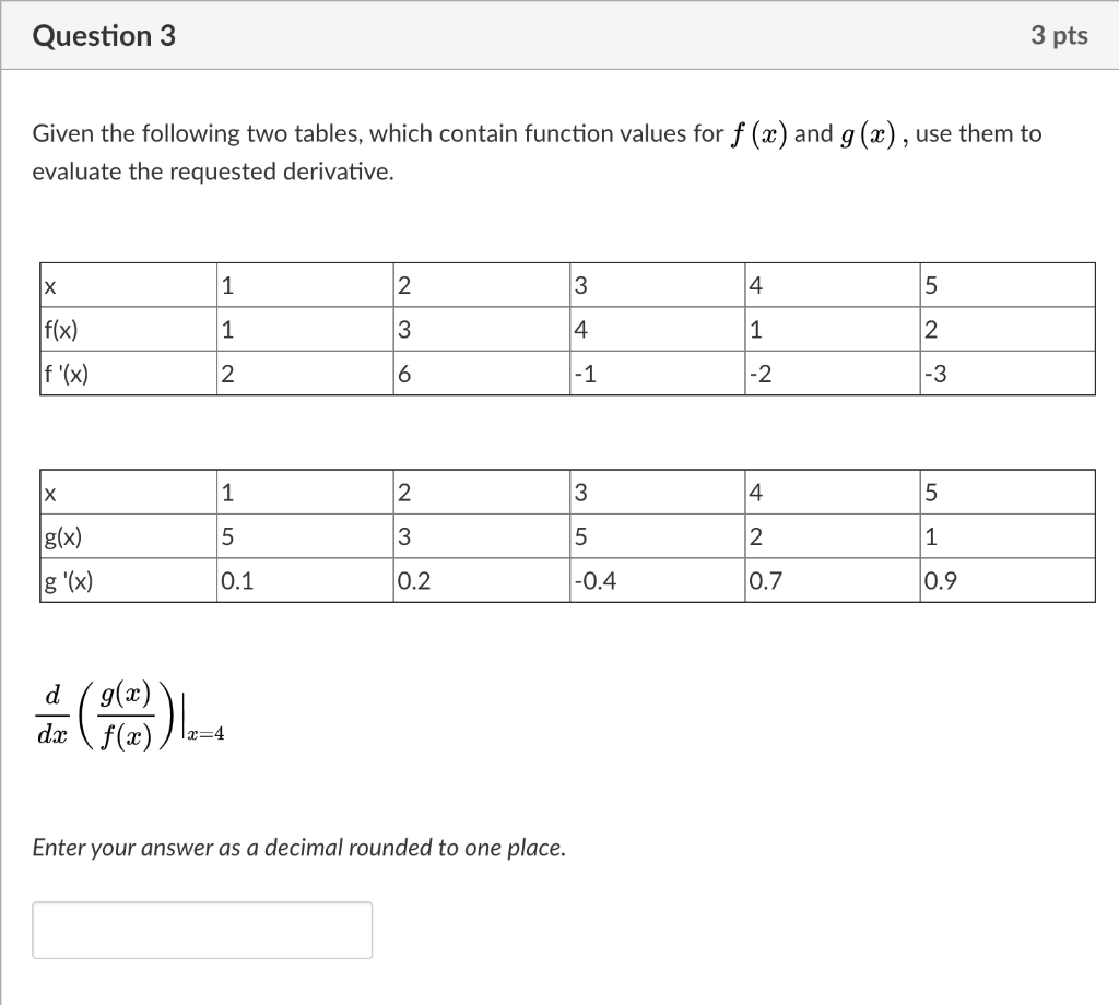 Solved Question 3 3 pts Given the following two tables, | Chegg.com
