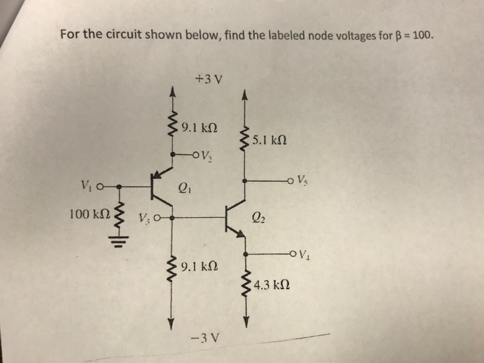 Solved For the circuit shown below, find the labeled node | Chegg.com