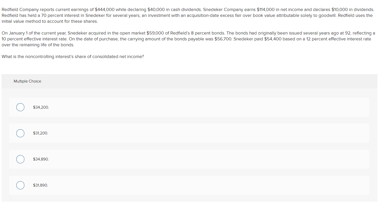 Solved Redfield Company reports current earnings of 444,000