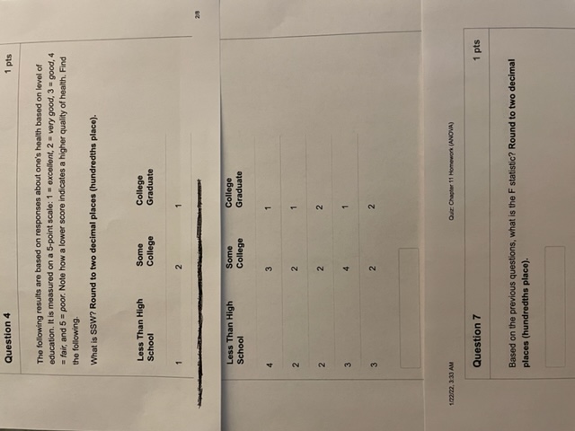 Solved Question 4 1 pts The following results are based on | Chegg.com