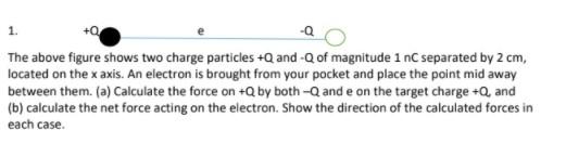 Solved 1. The above figure shows two charge particles +Q and | Chegg.com