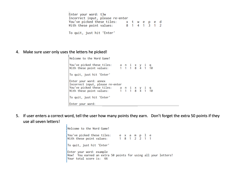 Solved Welcome to the Word Game! You will write a program | Chegg.com