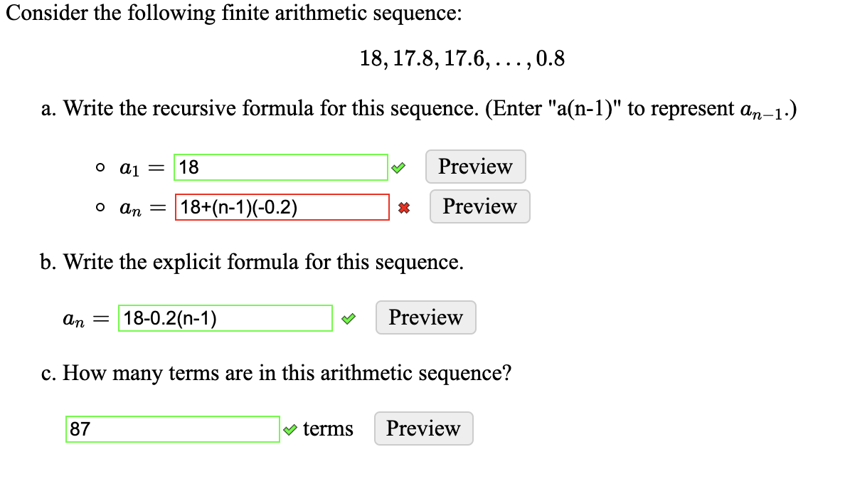 Solved Consider the following finite arithmetic sequence: | Chegg.com