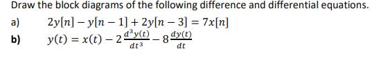 Solved Draw the block diagrams of the following difference | Chegg.com