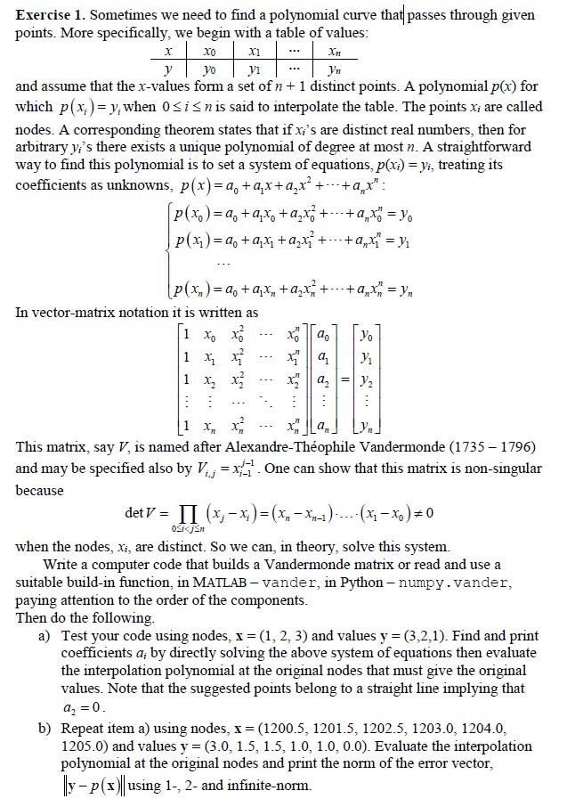 Solved Exercise 1 Sometimes We Need To Find A Polynomial Chegg Com