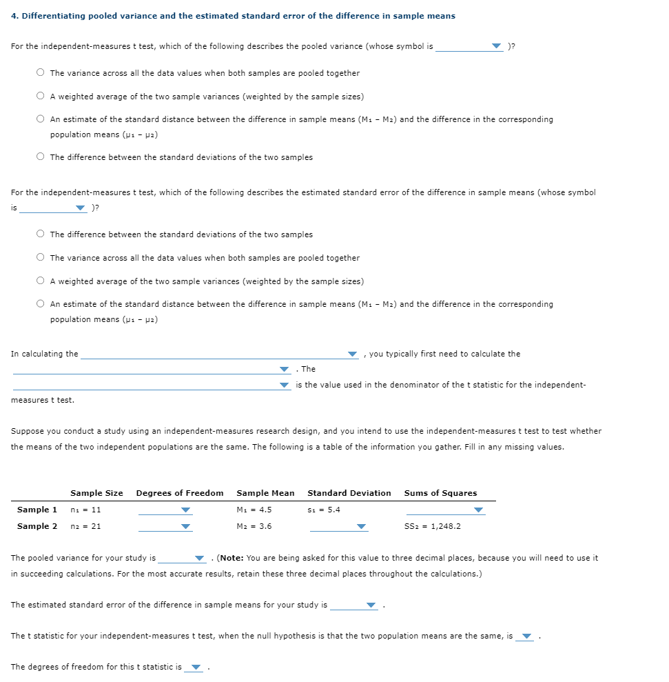 Solved 4. Differentiating pooled variance and the estimated | Chegg.com