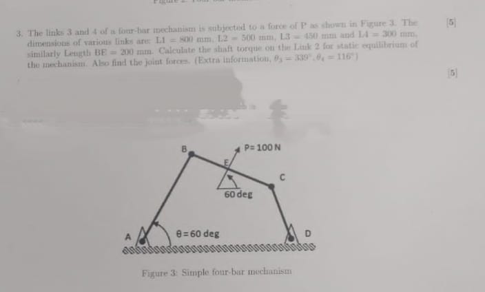 Solved The links 3 ﻿and 4 of ﻿a four-bar mechanism is | Chegg.com