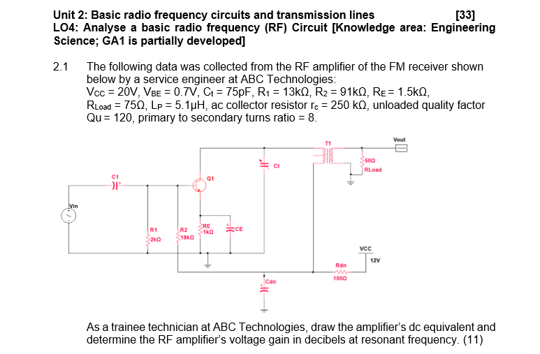Unit 2 Basic radio frequency circuits and