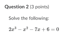Solved Question 2 (3 points) Solve the following: | Chegg.com