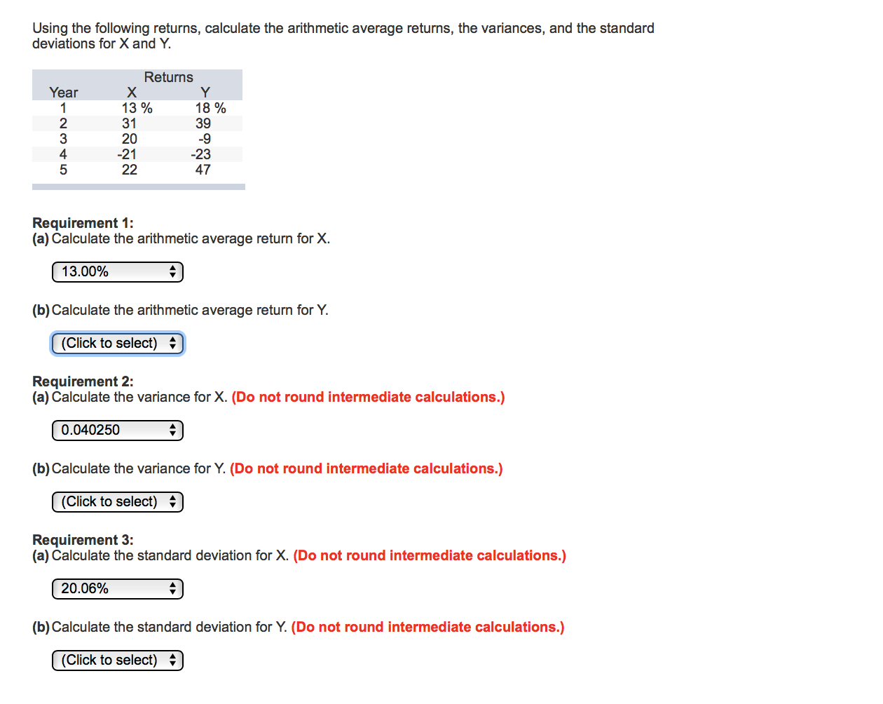 Solved using the following returns calculate the arithmetic chegg
