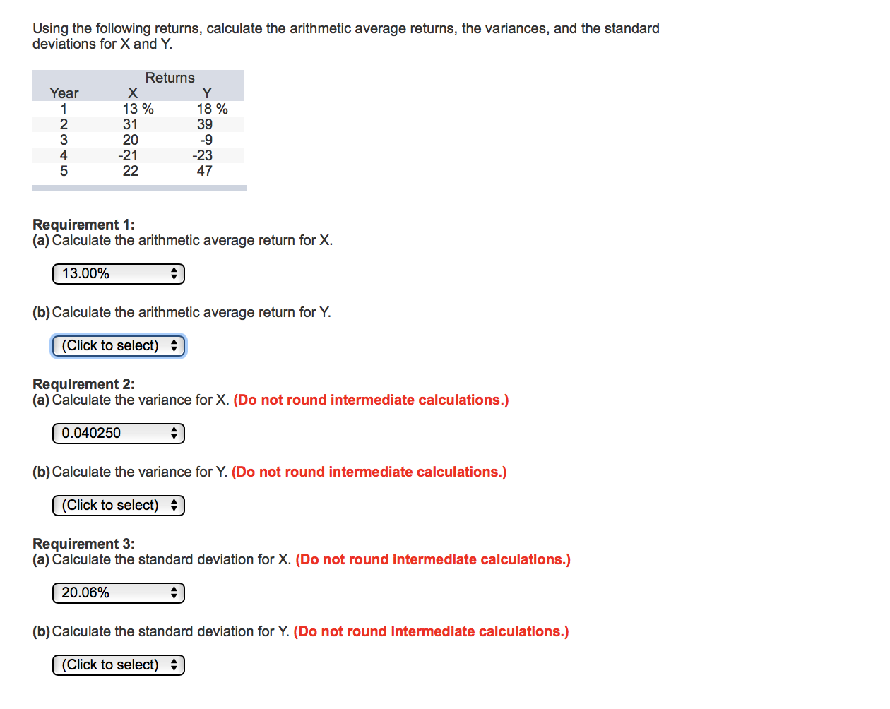 solved-using-the-following-returns-calculate-the-arithmetic-chegg