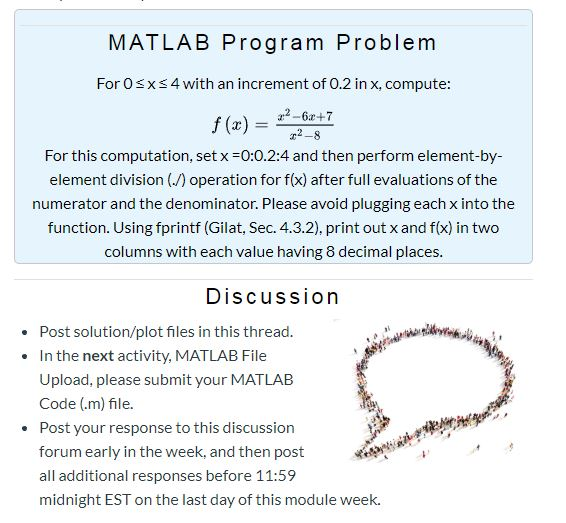 Solved MATLAB Program Problem For 0 | Chegg.com