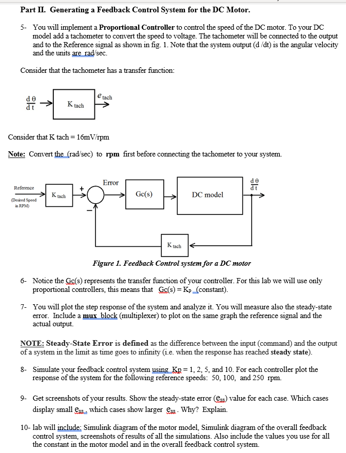 Solved Part I. DC Motor Model measuring position, velocity,