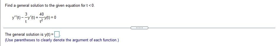 Solved Find a general solution to the given equation for | Chegg.com
