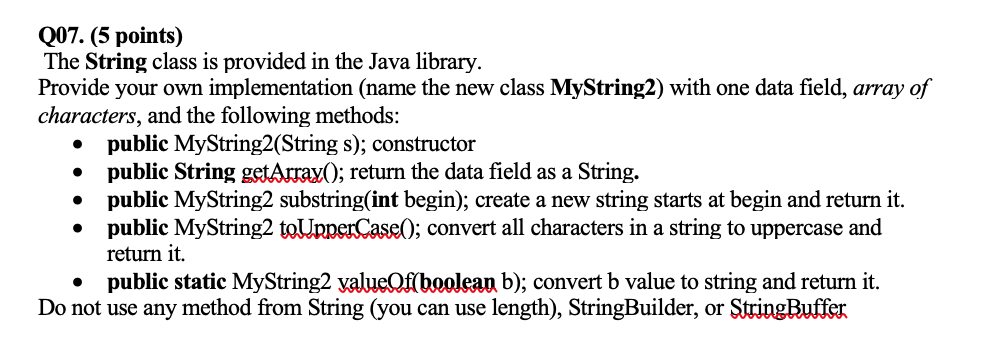 Solved Q07. (5 points) The String class is provided in the | Chegg.com