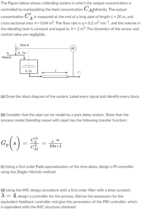 The Figure Below Shows A Blending System In Which The | Chegg.com