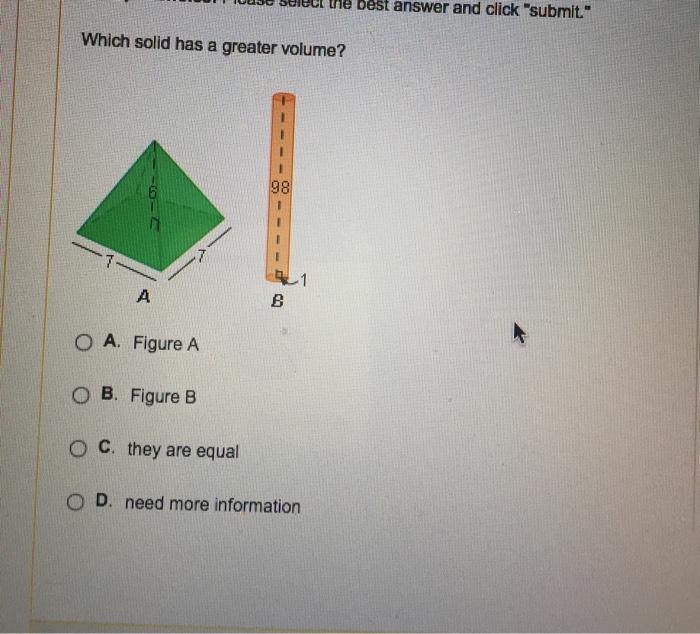 Solved Which Solid Has A Greater Volume? A. Figure A B. | Chegg.com