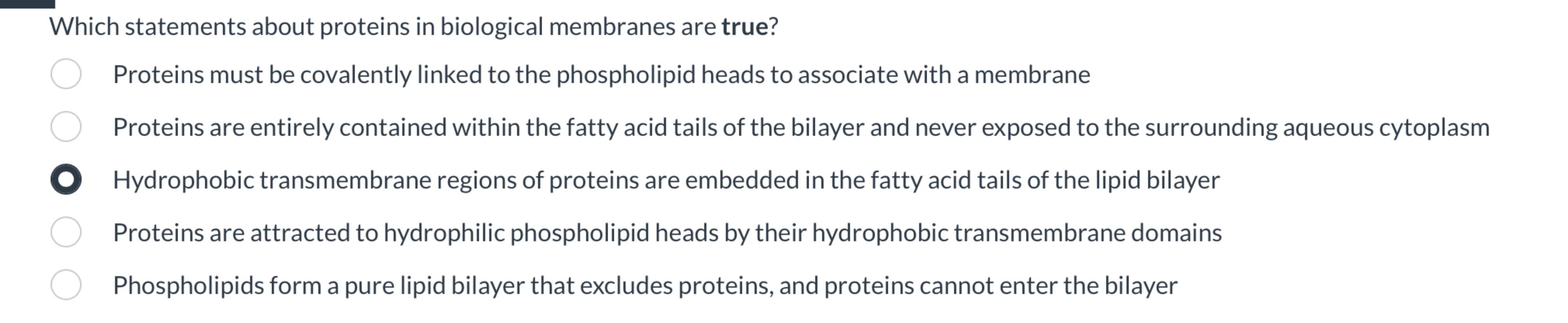 Solved Which statements about proteins in biological | Chegg.com