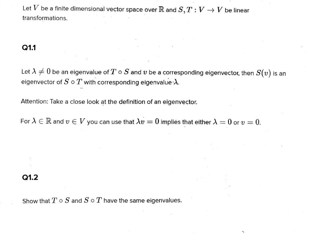 Solved Let V Be A Finite Dimensional Vector Space Over R And | Chegg.com