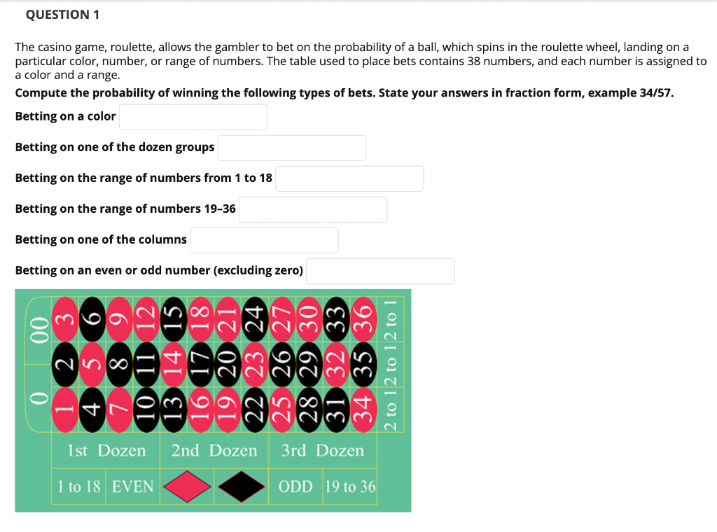 Solved The casino game, roulette, allows the gambler to bet