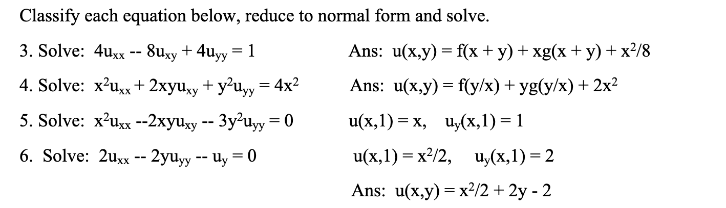 Solved Classify each equation below, reduce to normal form | Chegg.com