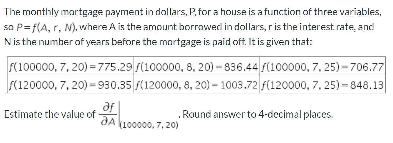 Solved The Monthly Mortgage Payment In Dollars P For A Chegg Com