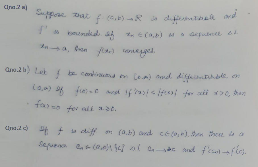 Solved Analysis II, Please answer all three parts of q 2 | Chegg.com