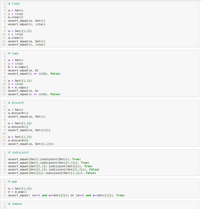 Solved class Set def __init__(self, iterable=[]) A