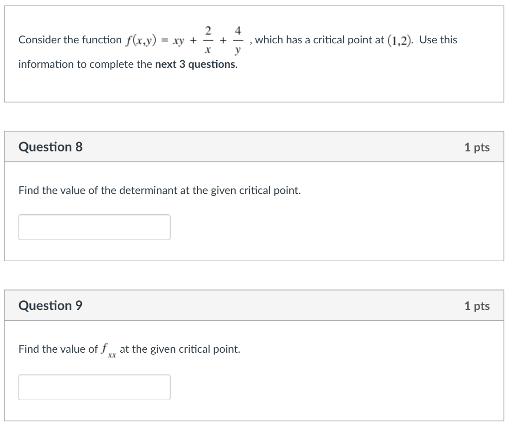 Solved = 2 4 Consider the function f(x,y) = xy + - + y | Chegg.com