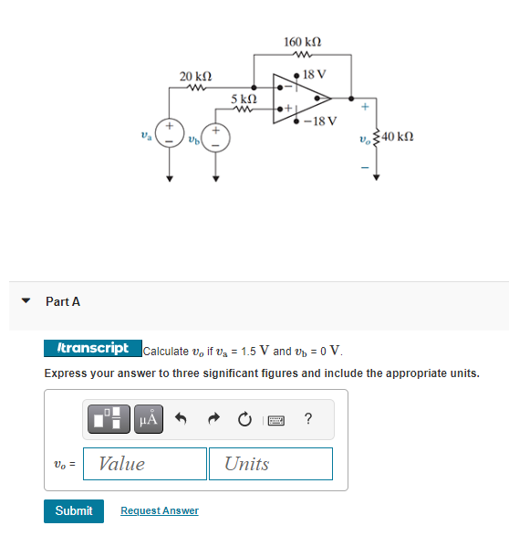 Solved Calculate Vo If Va=1.5 V And Vb=0 V. Express Your | Chegg.com