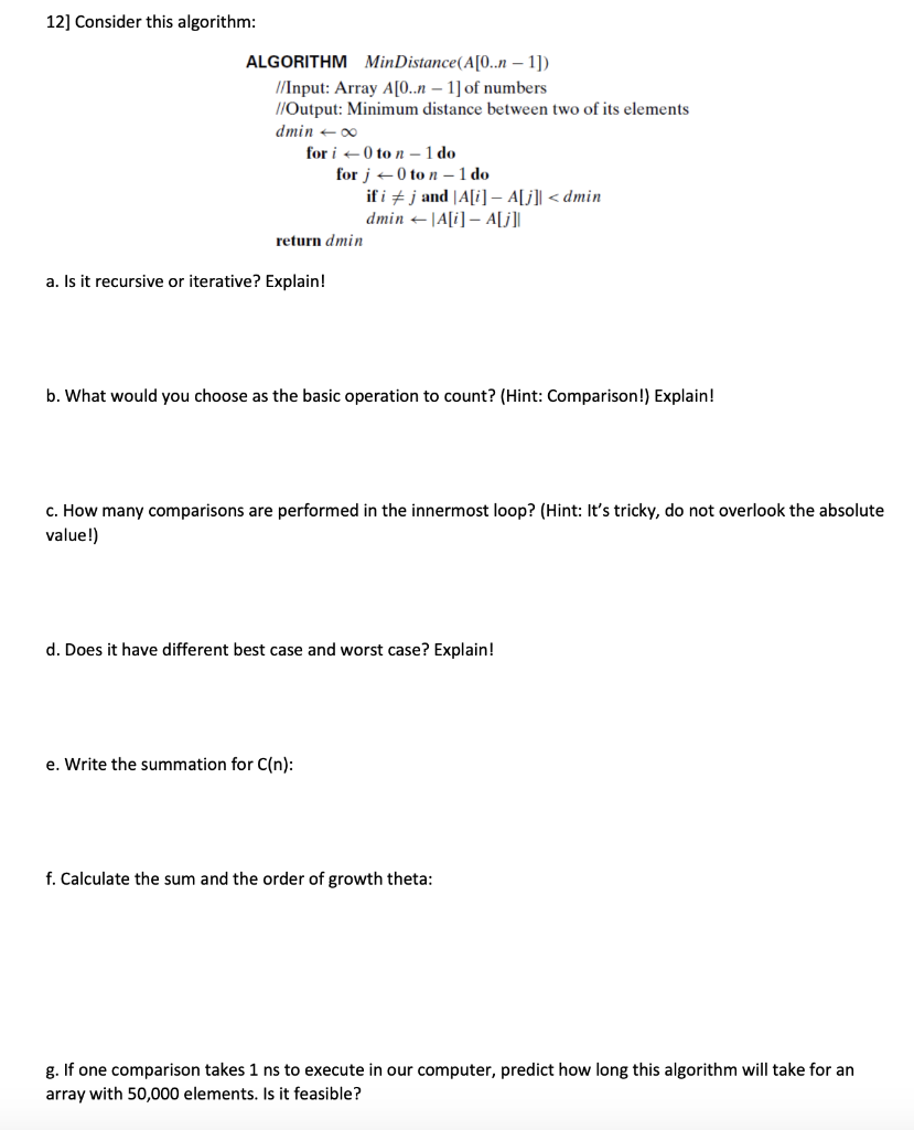 Solved 12] Consider this algorithm: ALGORITHM | Chegg.com
