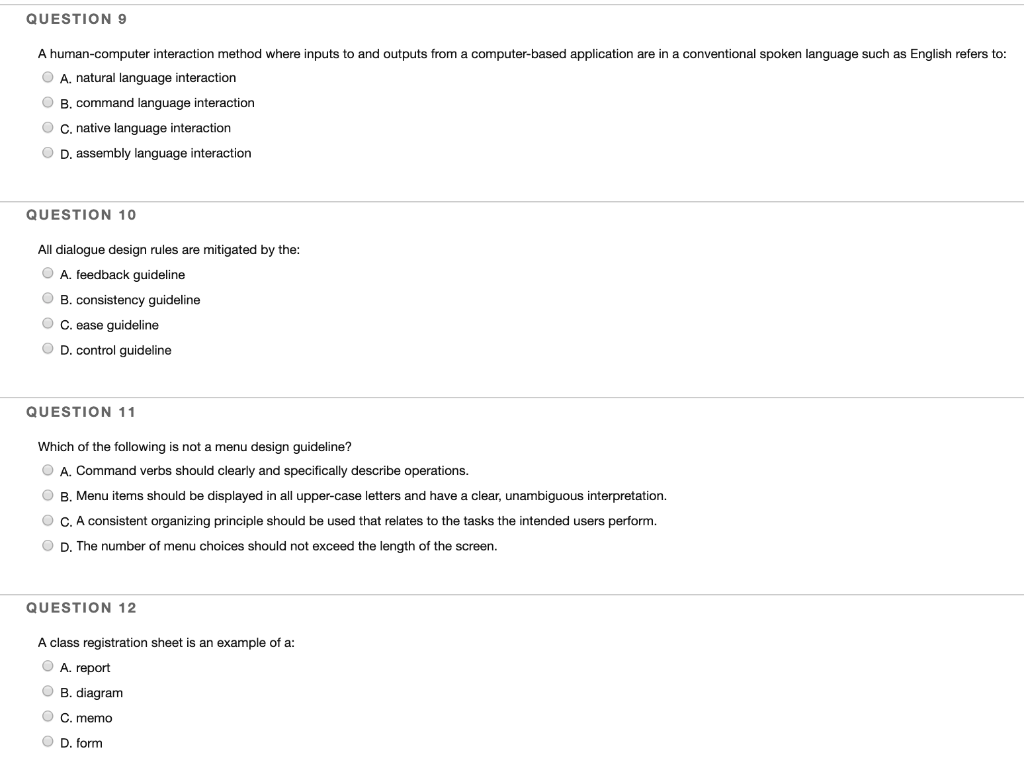 Solved QUESTION 9 A Human-computer Interaction Method Where | Chegg.com