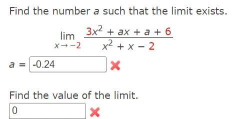 Solved Find the number a such that the limit exists. | Chegg.com