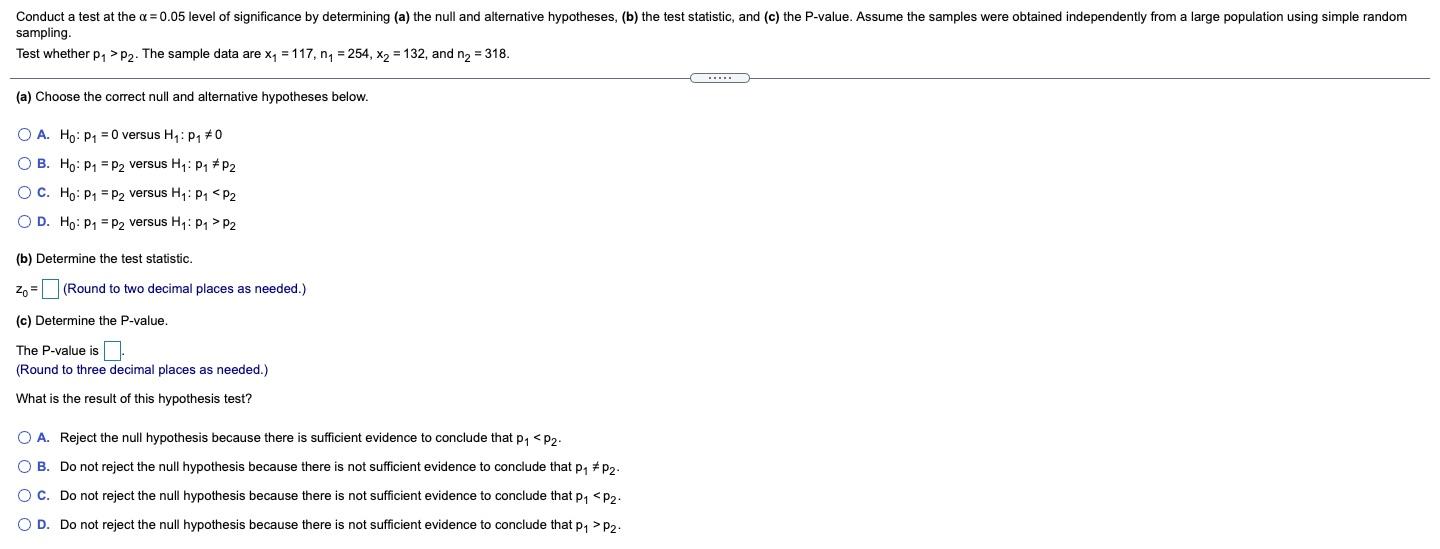 Solved Conduct A Test At The A=0.05 Level Of Significance By | Chegg.com