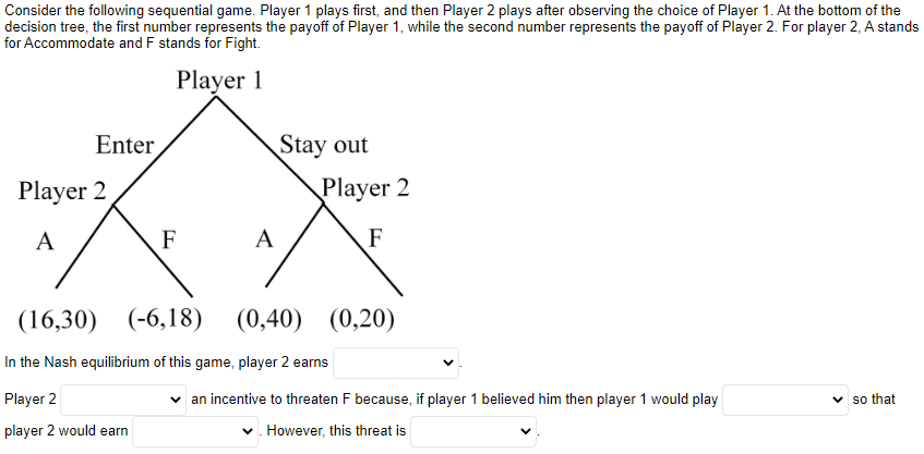 Solved Consider the following sequential game. Player 1 | Chegg.com