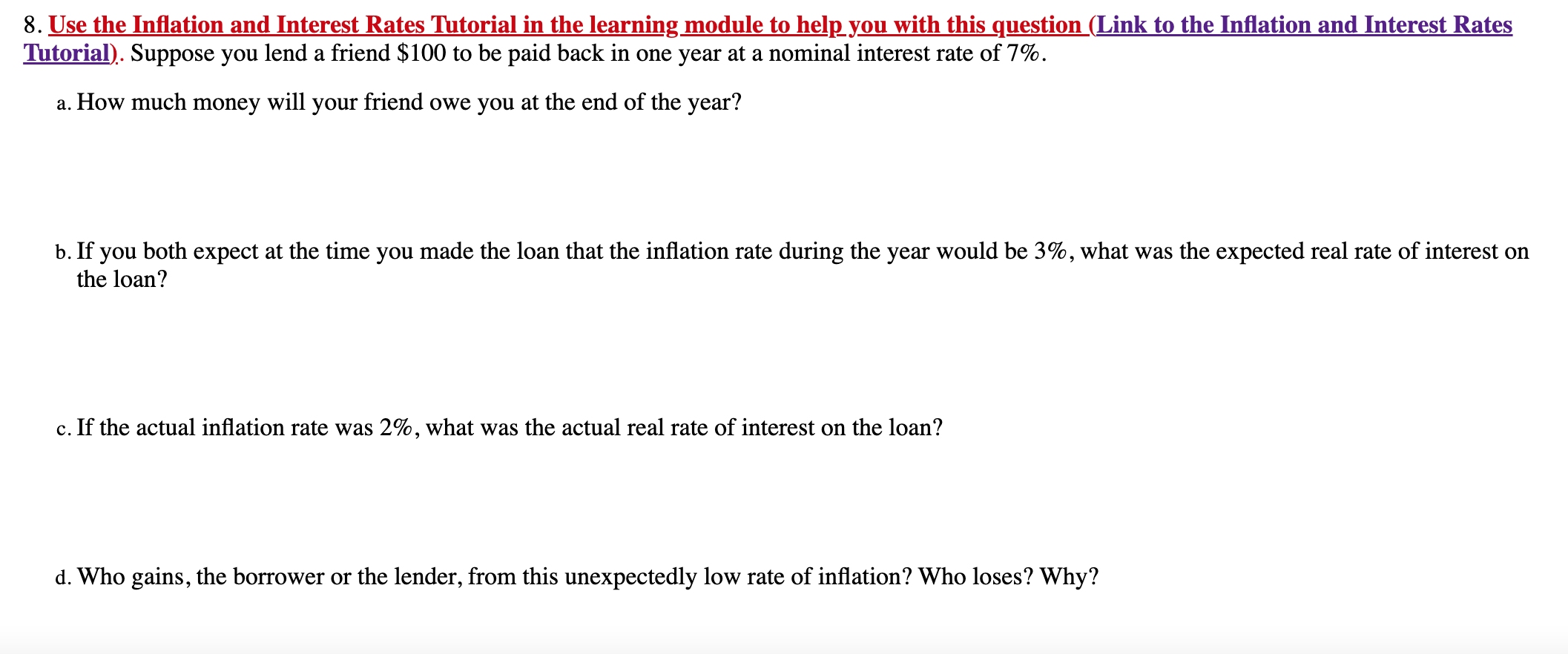 Solved 8. Use The Inflation And Interest Rates Tutorial In | Chegg.com