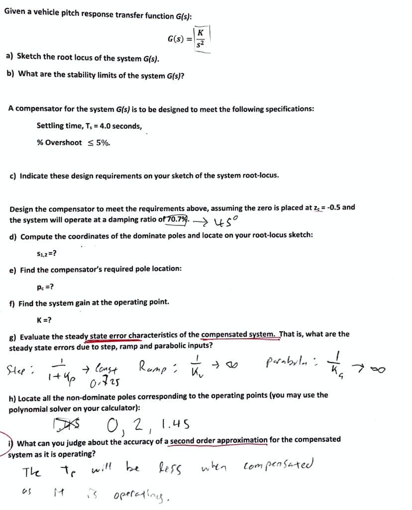 Solved Control systems engineering: Given a vehicle pitch | Chegg.com