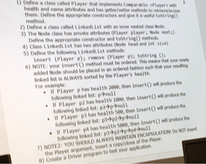 Solved 1) Define a class called Player that implements | Chegg.com