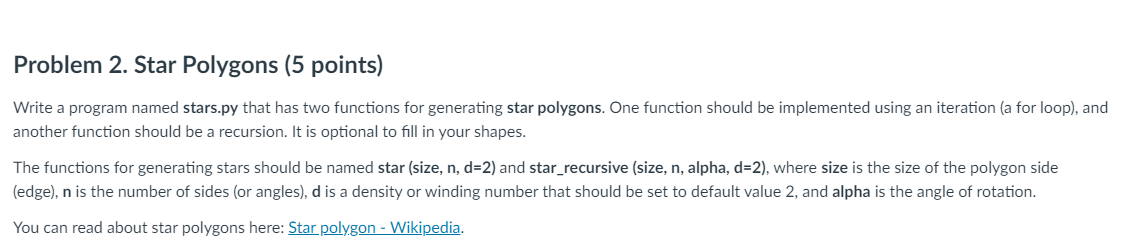 Solved Problem 2. Star Polygons (5 points) Write a program | Chegg.com