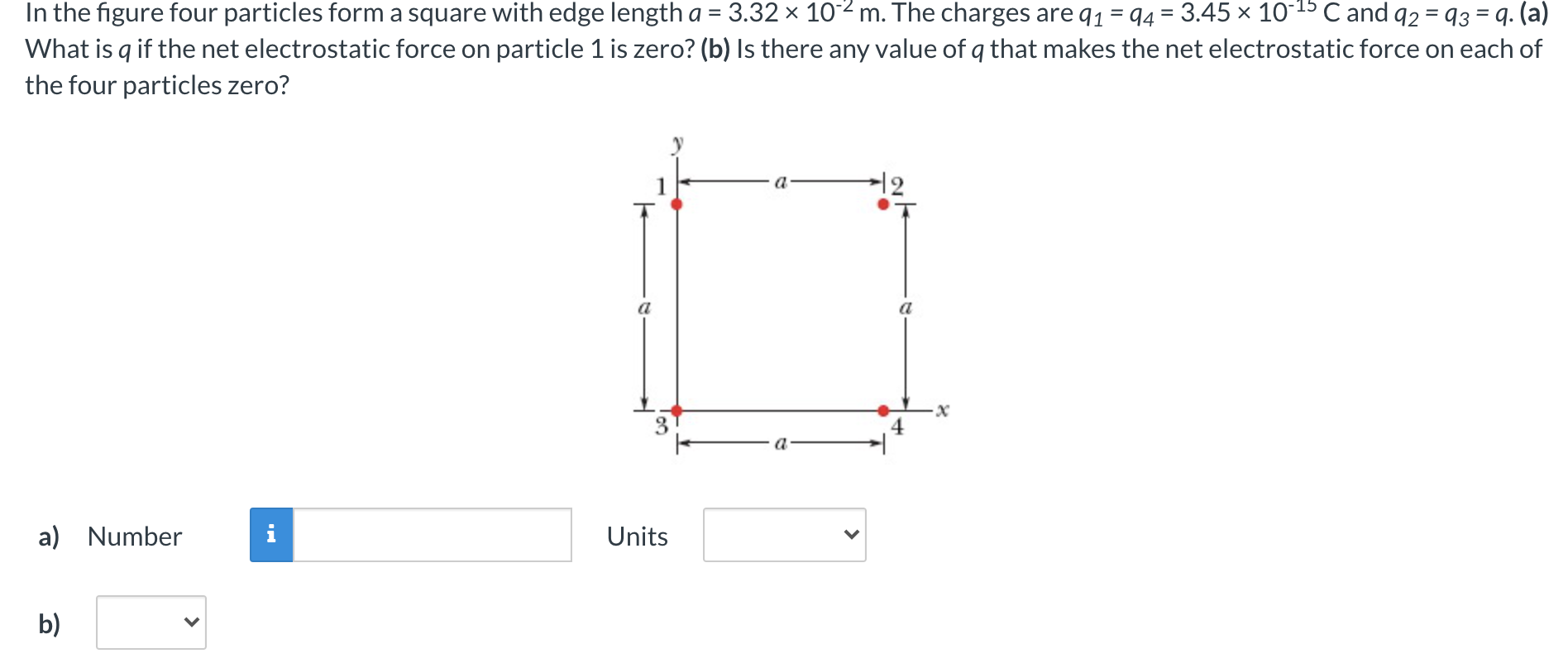 Solved In the figure four particles form a square with edge | Chegg.com