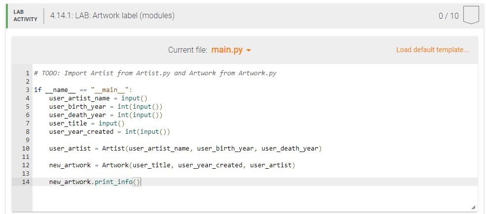 Solved PYTHON Define the Artist class in Artist.py with | Chegg.com