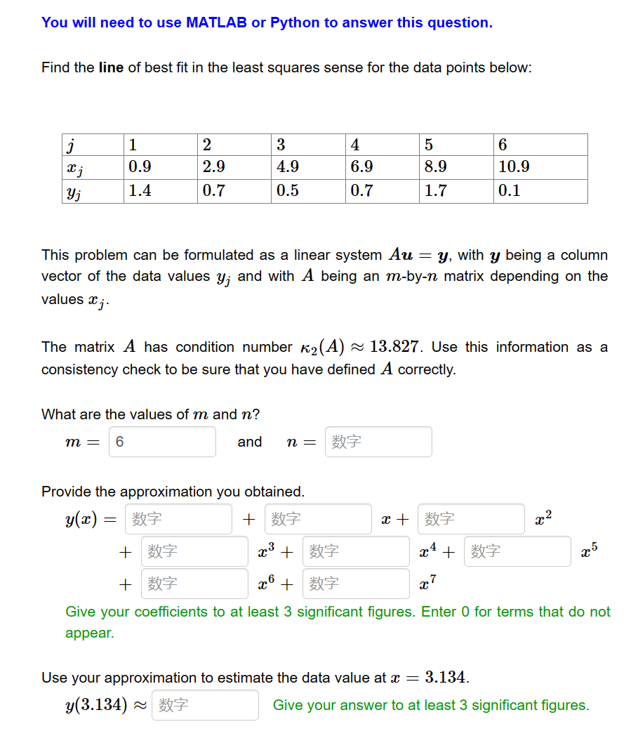 Solved You will need to use MATLAB or Python to answer this | Chegg.com