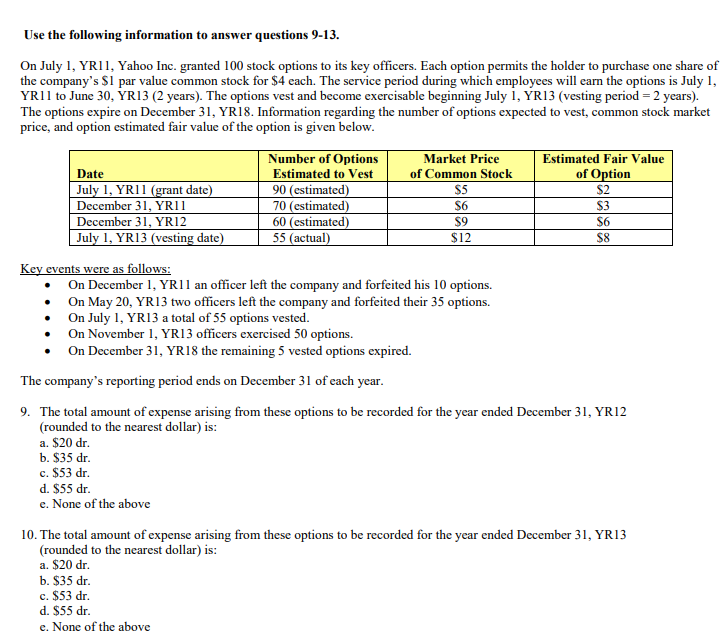 Solved Use The Following Information To Answer Questions Chegg Com