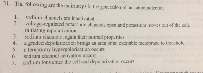 main steps in generation of action potential